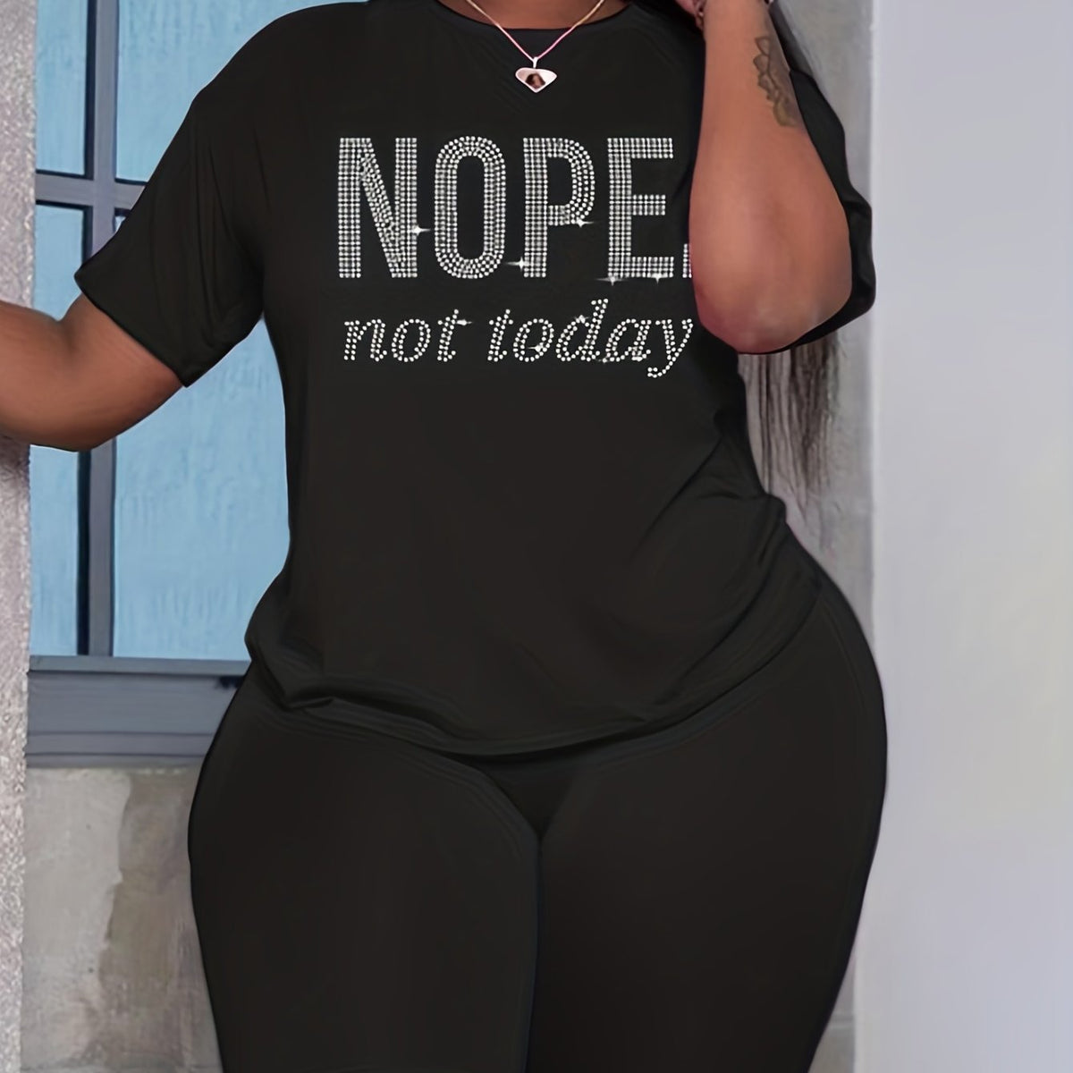  Women's Letter Print Crop Top & Shorts Set