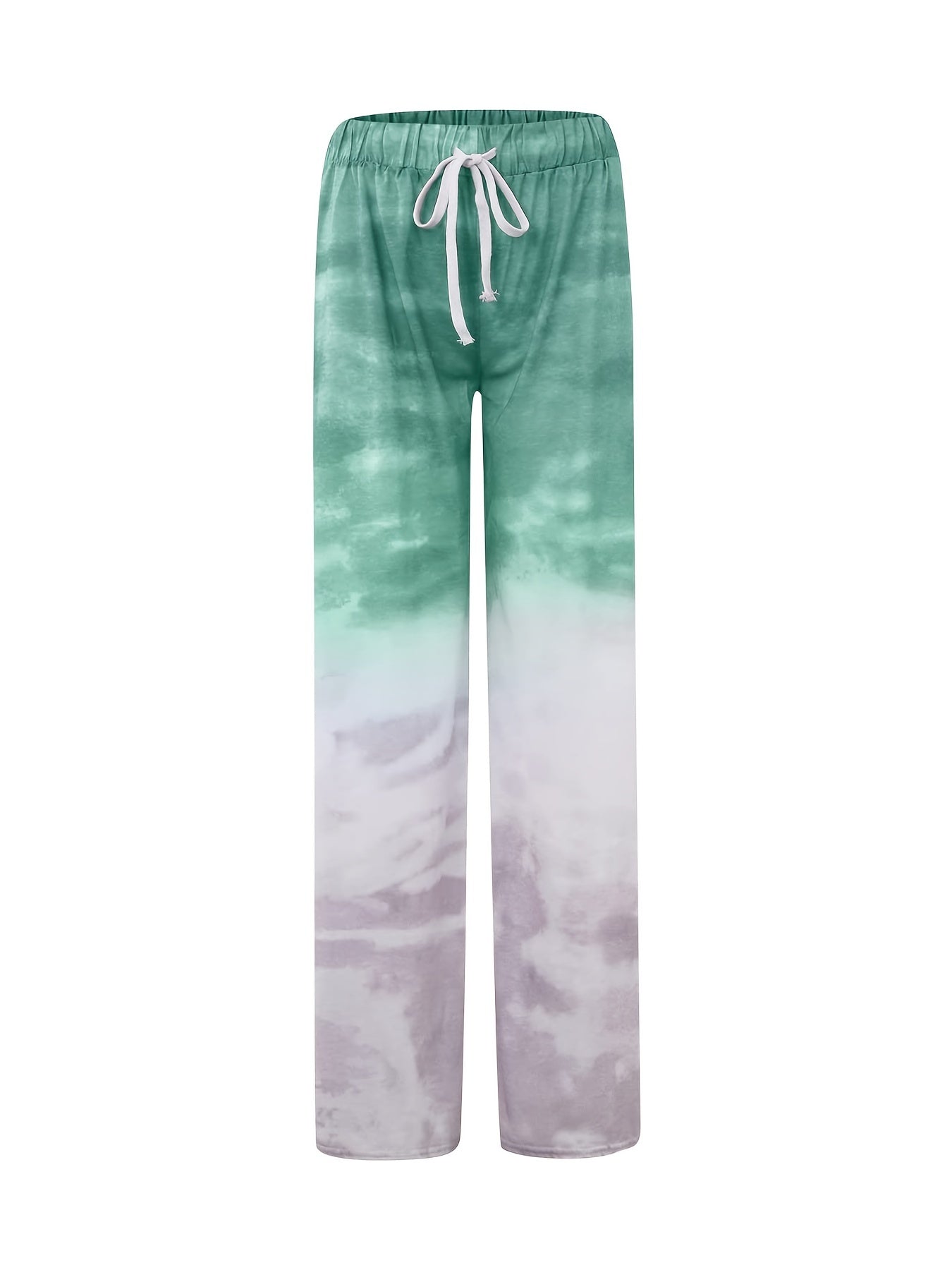  Ombre Print Drawstring Wide Leg Sweatpants