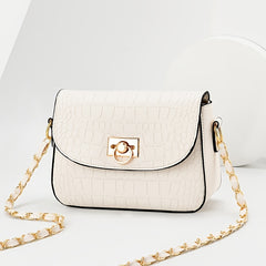 Crocodile Embossed Square Bag with Chain Strap for Work