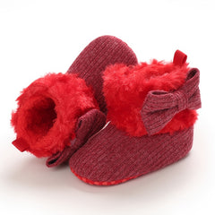 Bowknot Comfortable Boots For Baby Girls Soft Warm Plus Fleece Boots