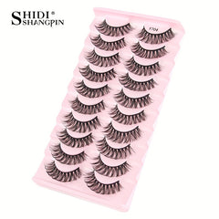 10 Pairs Natural Slender Thick False Eyelashes Extension
