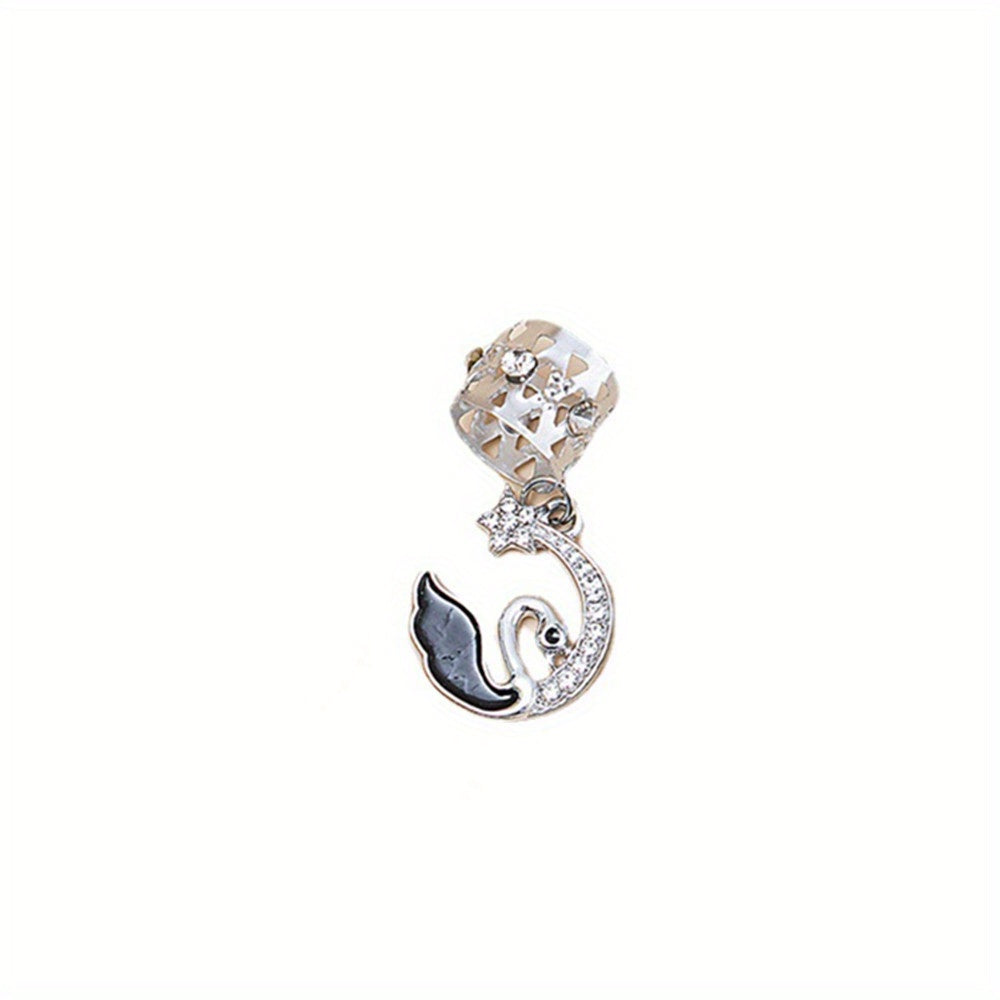 Moon Shape Hair Rings Rhinestone Spiral Hair Ring Dreadlock Buckle Head Jewelry