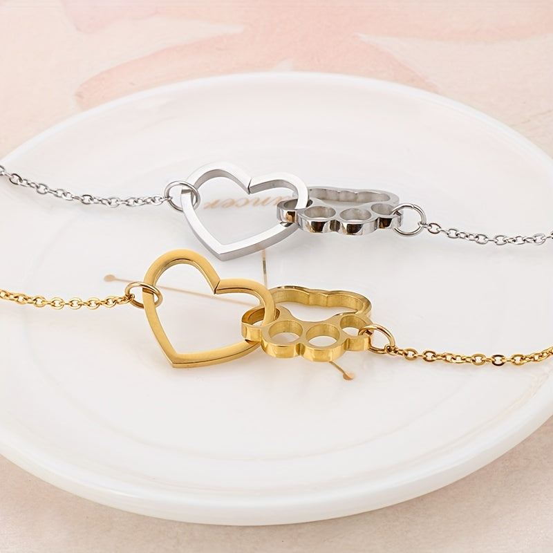 Women's Heart Cat Claw Print Bracelet