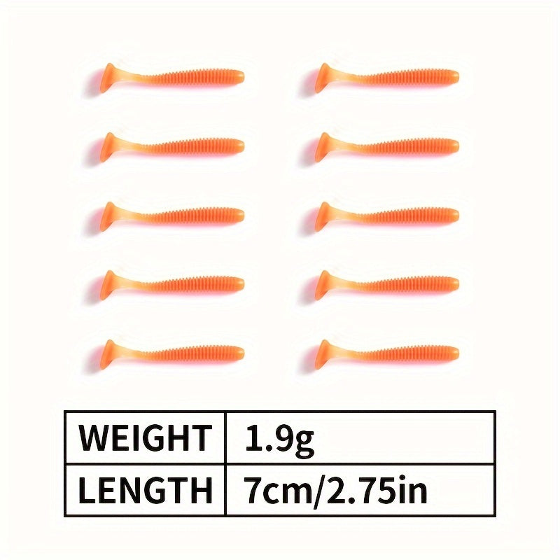 100pcs Bionic Soft Fishing Bait Trout Bass Paddle Tail Twister Tail Soft