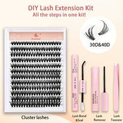 240pcs Cluster Lash Extensions Kit D Curling False Eyelashes Kit