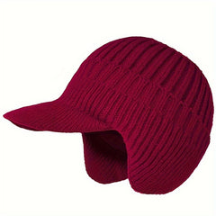 Casual Knitted Hat Ear Protection Beanie with Brim