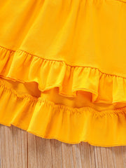 3pcs Baby Girls Ruffled Dress Top & Flared Pants & Scarf Set