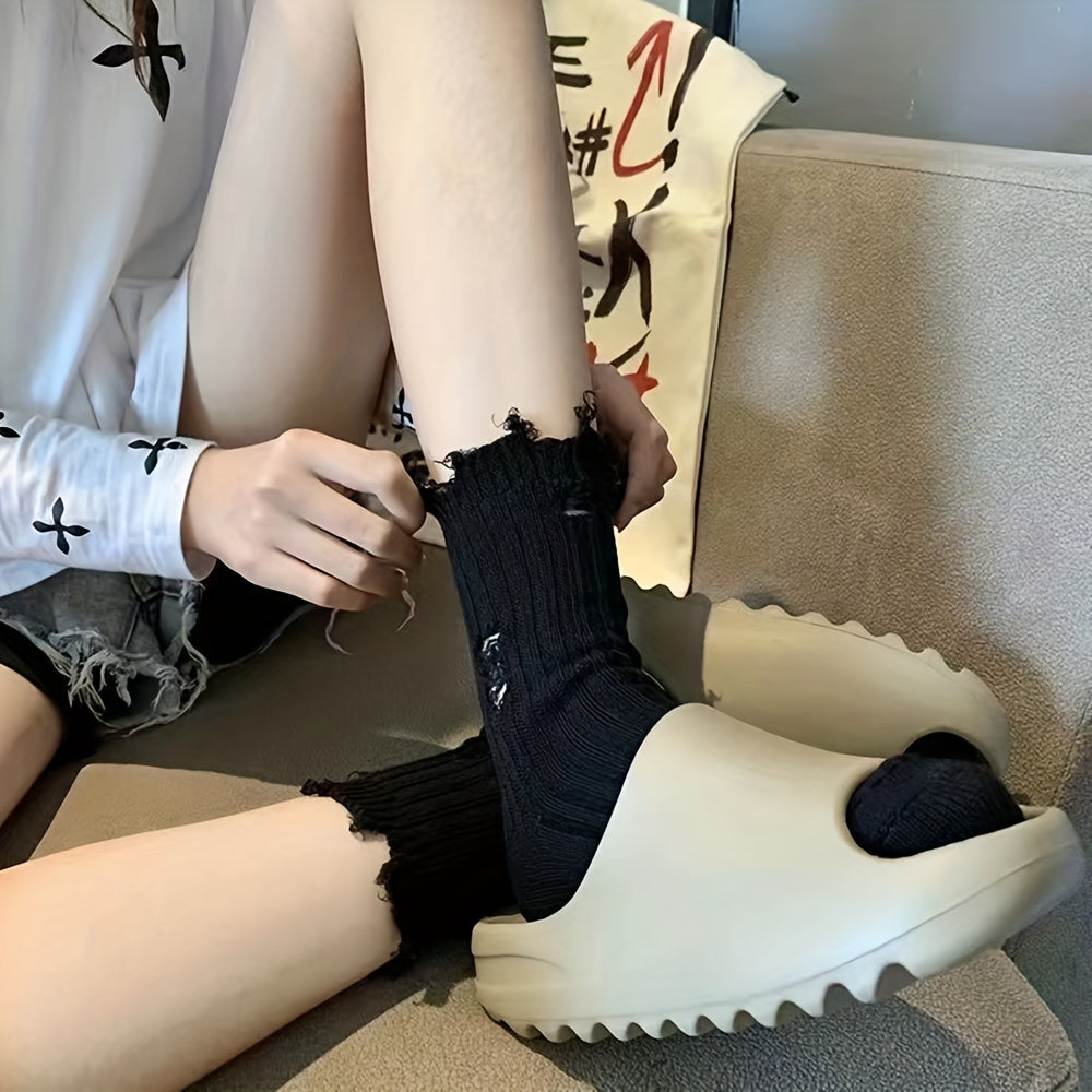 5 Pairs Women's Ripped Mid Tube Stockings