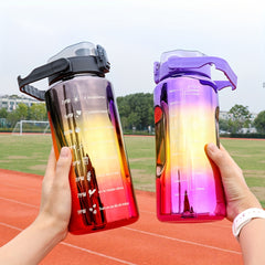 3pcs Leakproof Water Bottle With Straw And Time Marker