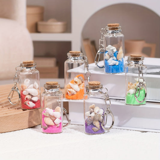 Creative Sand Glass Wishing Bottle Keychain Lucky Keyring