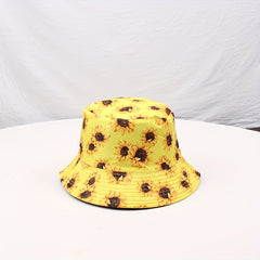 Sunflower Double sided Bucket Hat Sunshade All match Men Women