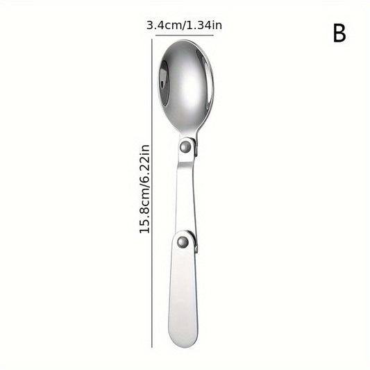 304 Stainless Steel Portable Three Fold Spoon And Fork