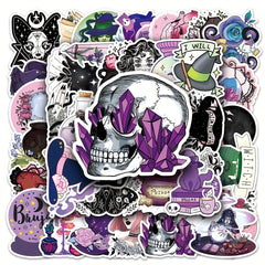 50pcs Magic Witch Graffiti Stickers for Water Cup Luggage Skateboard Car