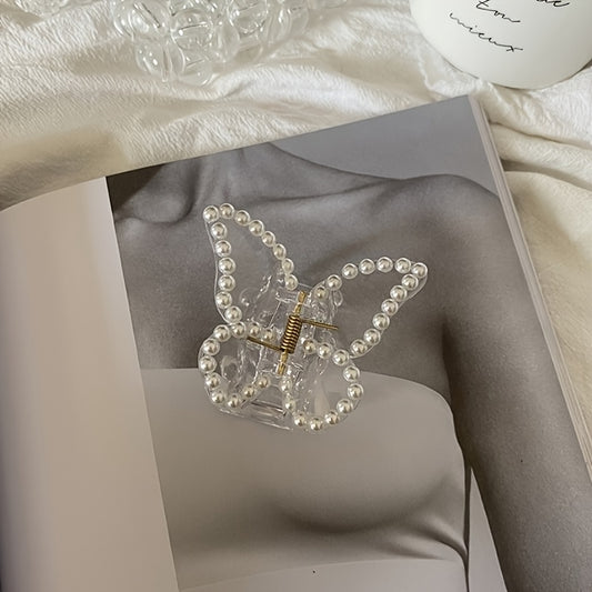 Faux Pearl Butterfly Hair Clip Small Hairpin