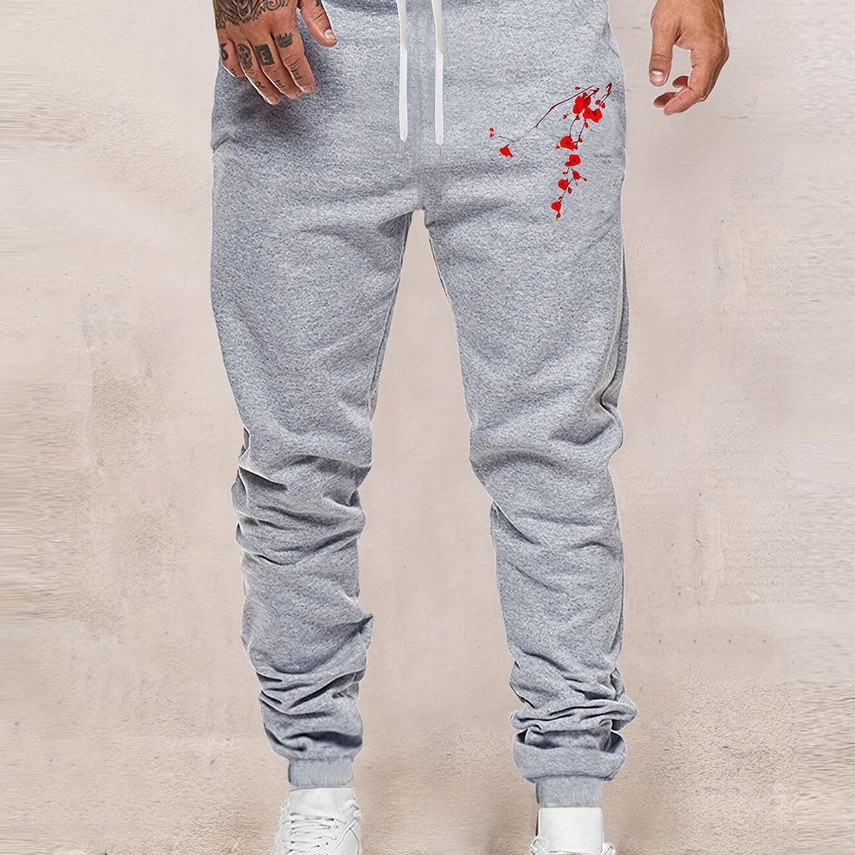 Plum Blossom Drawstring Sweatpants for Men