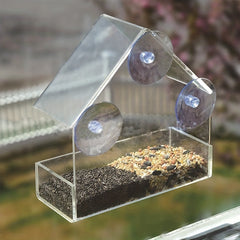 Large Hanging Bird Feeder with Suction Cups and Removable Tray