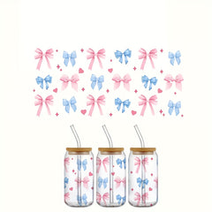 4pcs Bowknot UV DTF Cup Wrap Decals Waterproof Sticker