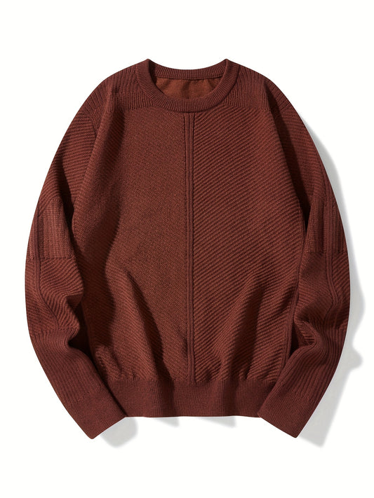 Ribbed Knit Sweater Long Sleeve Crew Neck Pullover for Fall Winter Spring