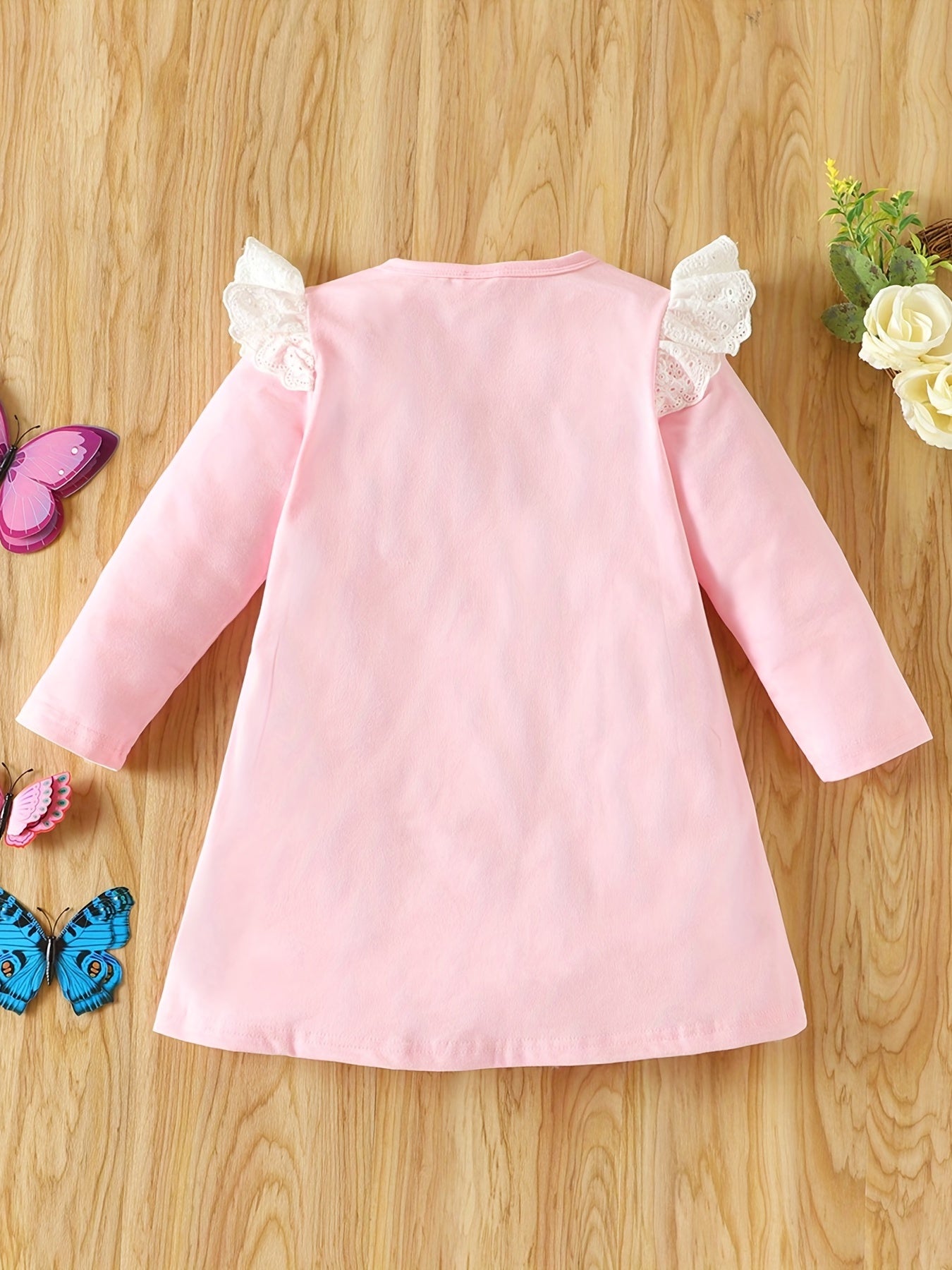 Girls' Butterfly Graphic Long Sleeve Dress For Party Going Out
