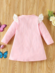 Girls' Butterfly Graphic Long Sleeve Dress For Party Going Out