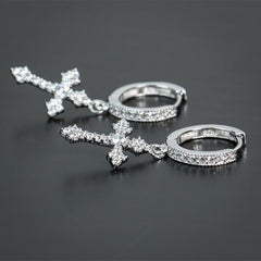 Zircon Hoop Drop Earrings Silver Plated Birthstone Gift 1Pair