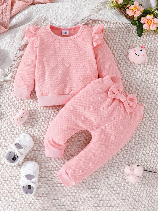 Baby Girl's Love Star Graphic Long Sleeve Top & Trousers Set
