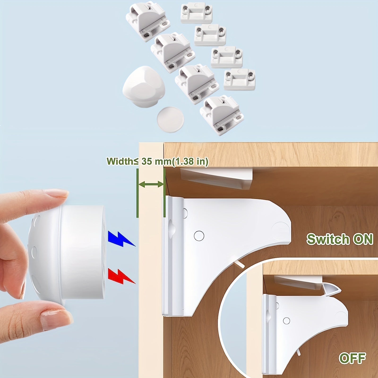 Child Safety Magnetic Cabinet Locks - Baby Proofing Drawer Locks
