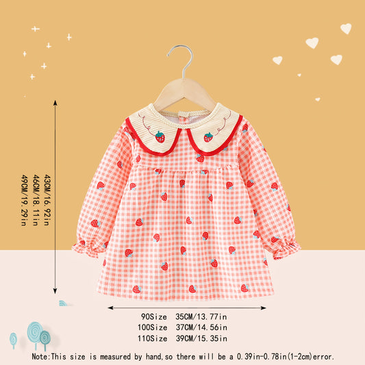 Waterproof Corduroy Kids Bib Strawberry Design