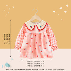 Waterproof Corduroy Kids Bib Strawberry Design