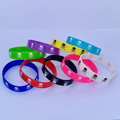 9pcs Skull Sports Bracelets Rubber Elastic Jewelry Party Gift Accessories