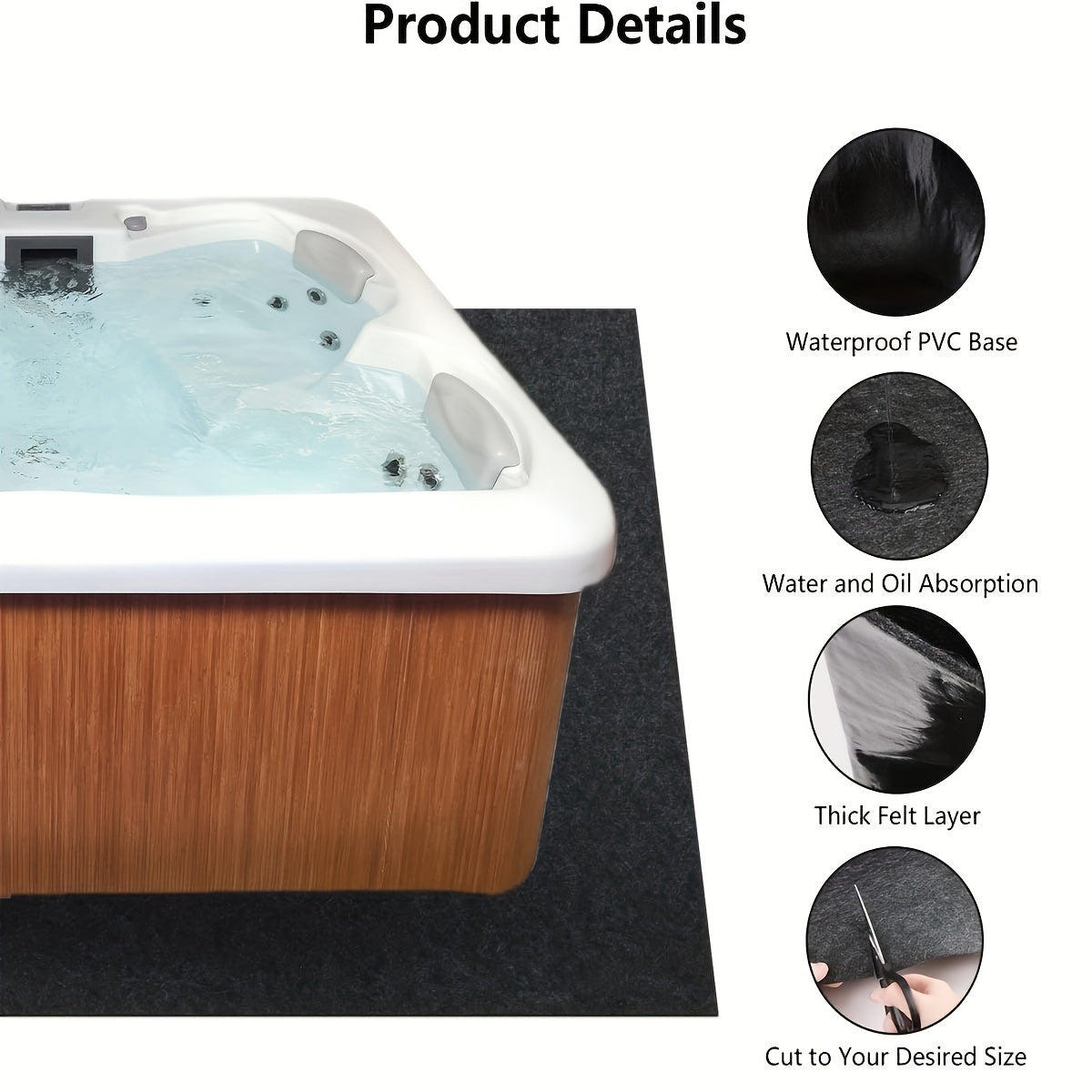 203 X 203 Hot Tub Mat Outdoor Indoor Above Ground Pool Protector