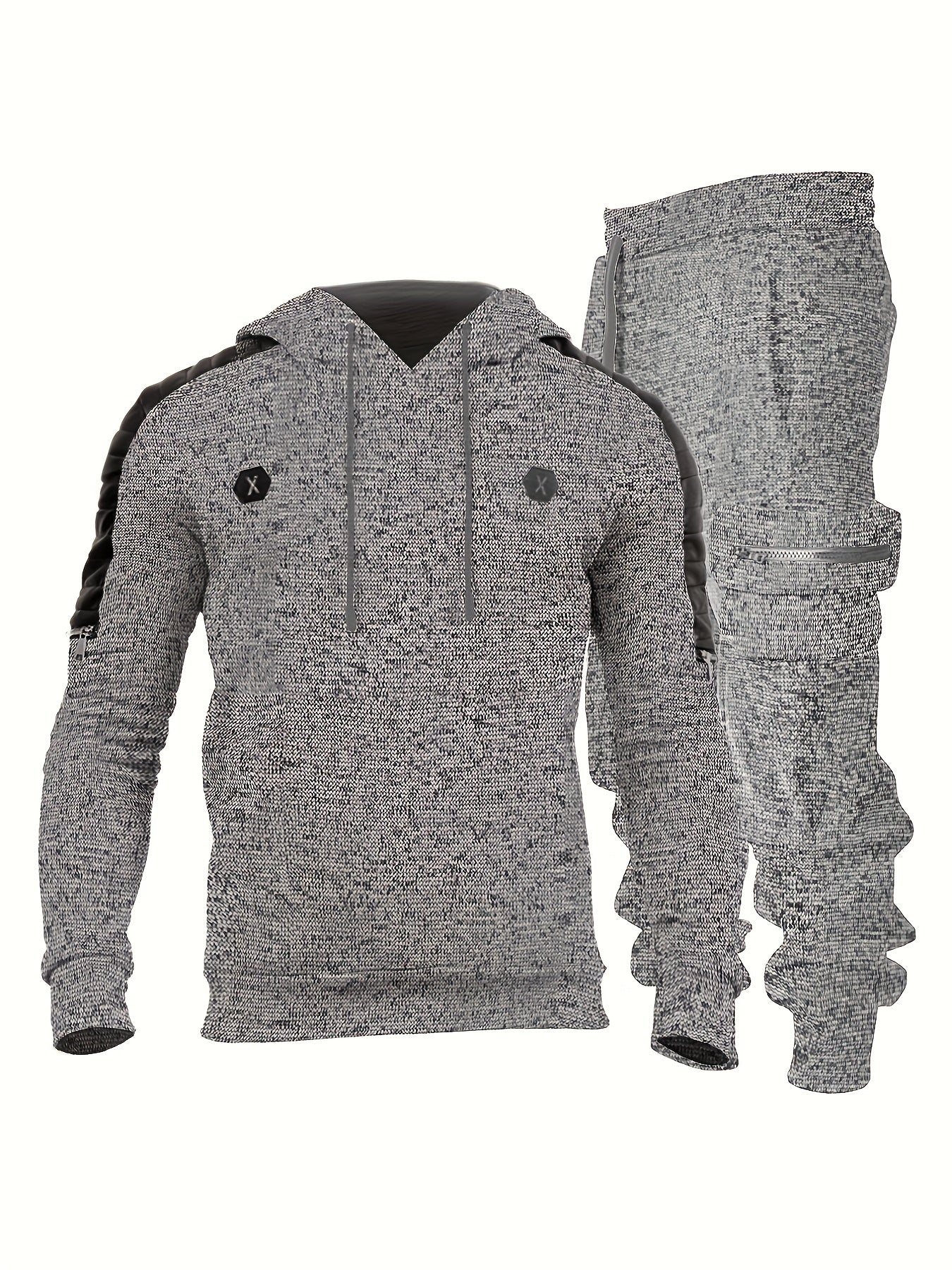 Men's Mid Stretch Hoodie & Cargo Pants Set for Outdoor Activities