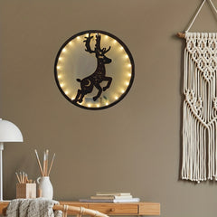 LED Christmas Deer Wooden Sign Hanging Wall Sticker Pendant