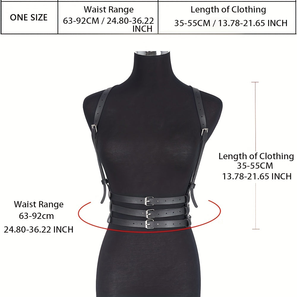 3 Layer Body Harness Belt Gothic PU Leather Rivet Corset Y2K Punk