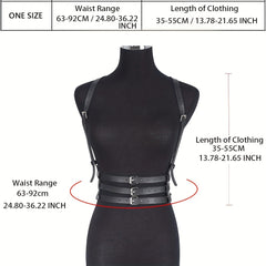 3 Layer Body Harness Belt Gothic PU Leather Rivet Corset Y2K Punk