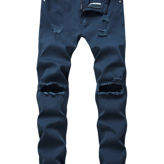 Men's Ripped Slim Fit Distressed Jeans