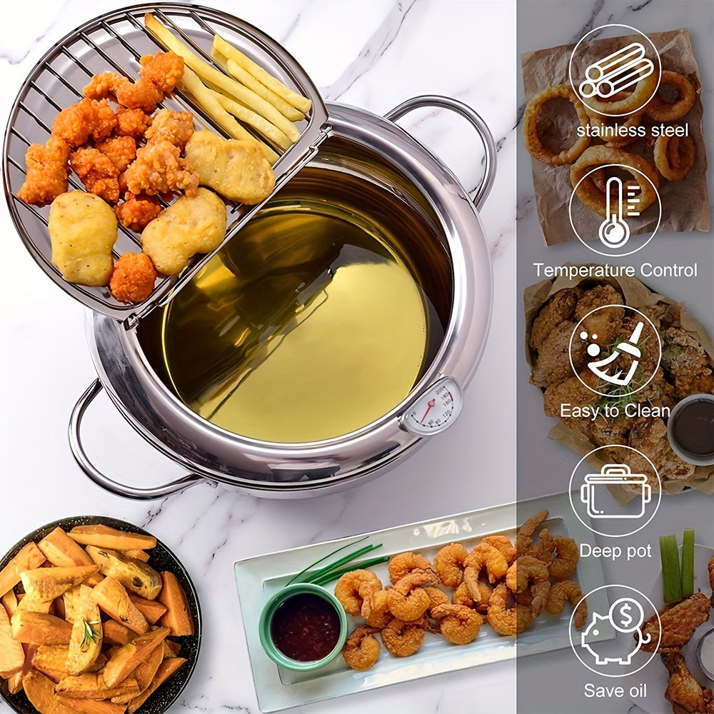 Kitchen Cooking Pot Deep Frying Tempura Fryer Pan Temperature Controllable