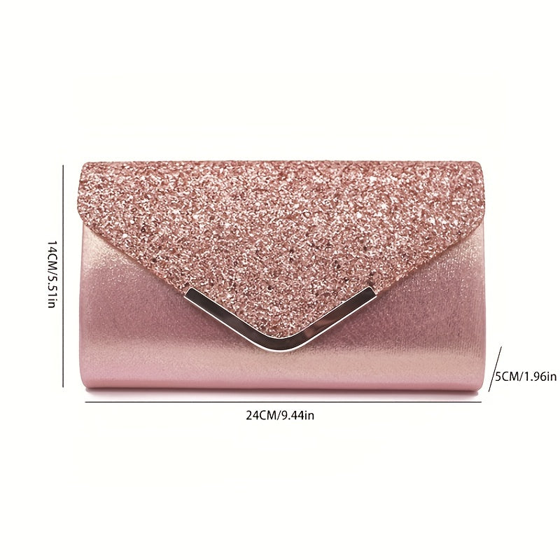 Sequins Flap Clutch Evening Party Bag Metal Chain Cocktail Shoulder