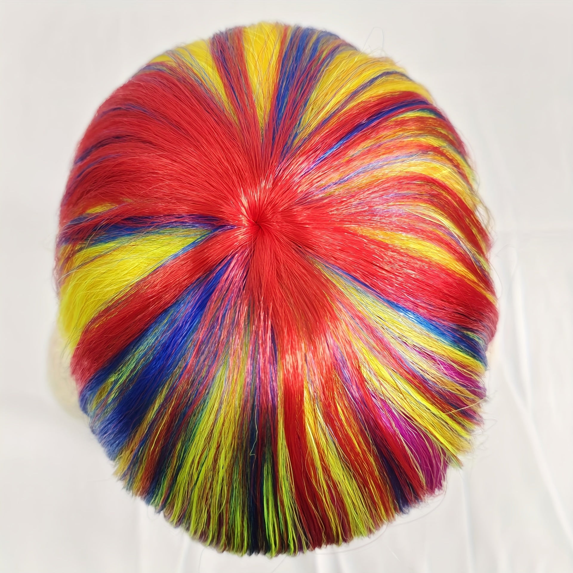 Rainbow Colors Short Hair Bob Wig With Bangs Synthetic Cosplay Daily Party Wig
