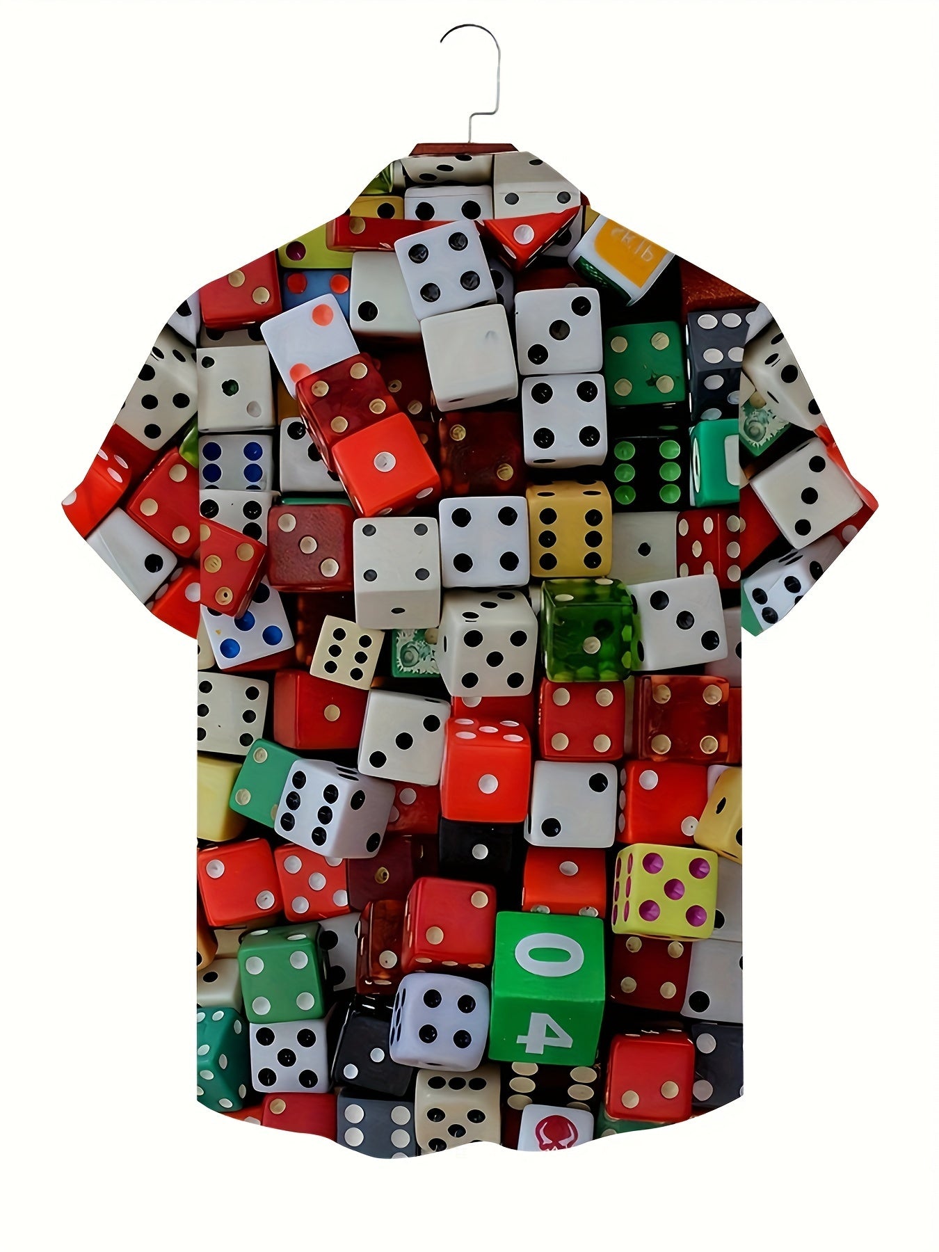Men's 3D Print Dice Pattern Short Sleeve Shirt