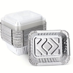50pcs Aluminum Pans With Clear Lids - To Go Food Containers