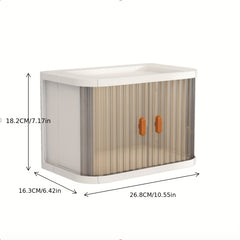 2pcs Mini Foldable Plastic Storage Box Double Rolling Door Storage Bin