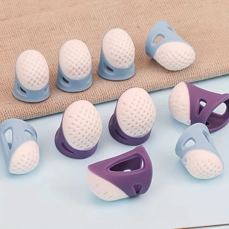 2pcs Ergonomic Sewing Thimble Finger Protector Anti Needle Rubber Finger Cover