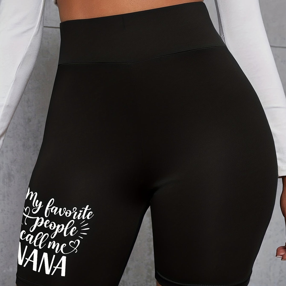 Women's Plus Letter Print High Rise Biker Shorts