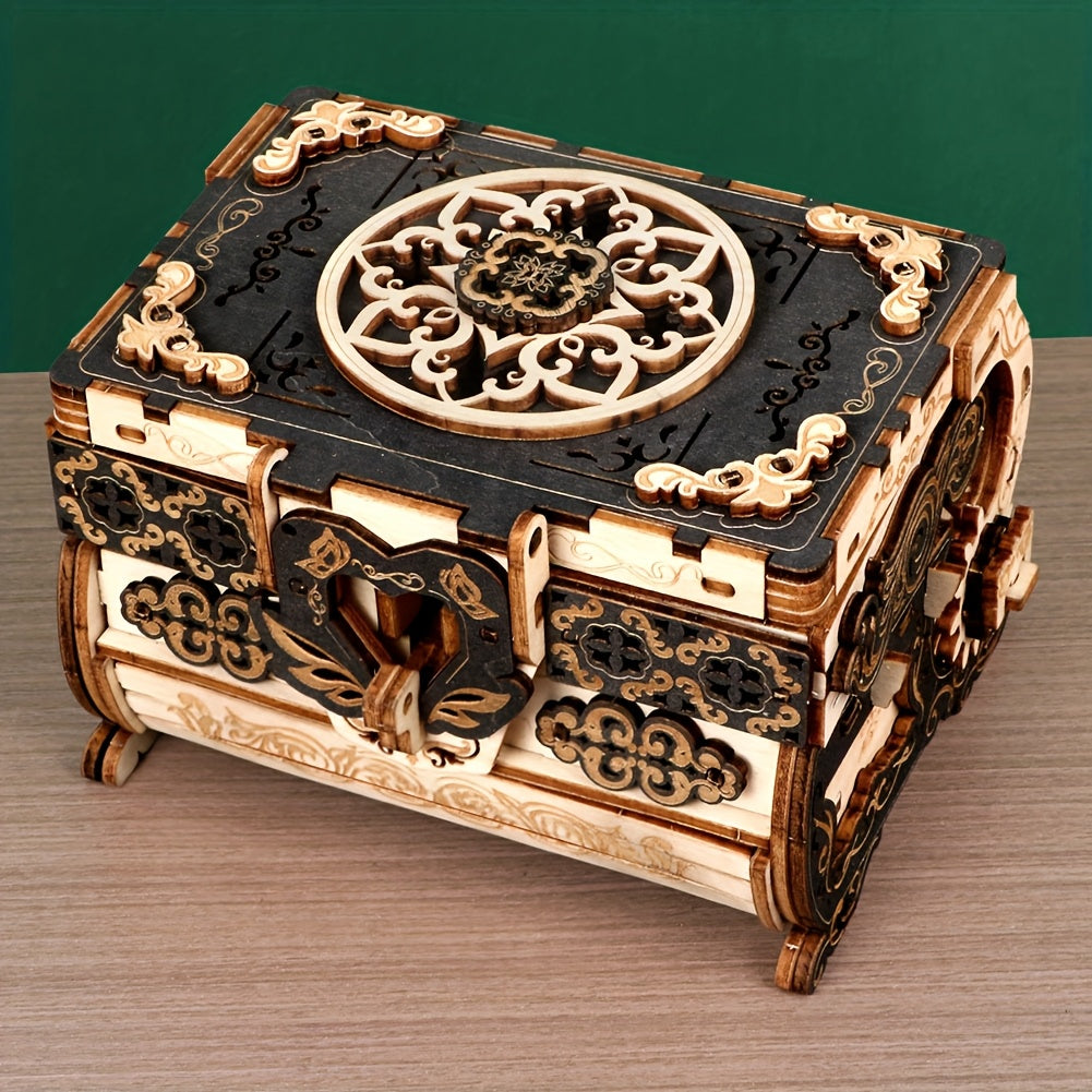 3D Wooden Puzzle Jewelry Box Wedding Ring Box DIY Model
