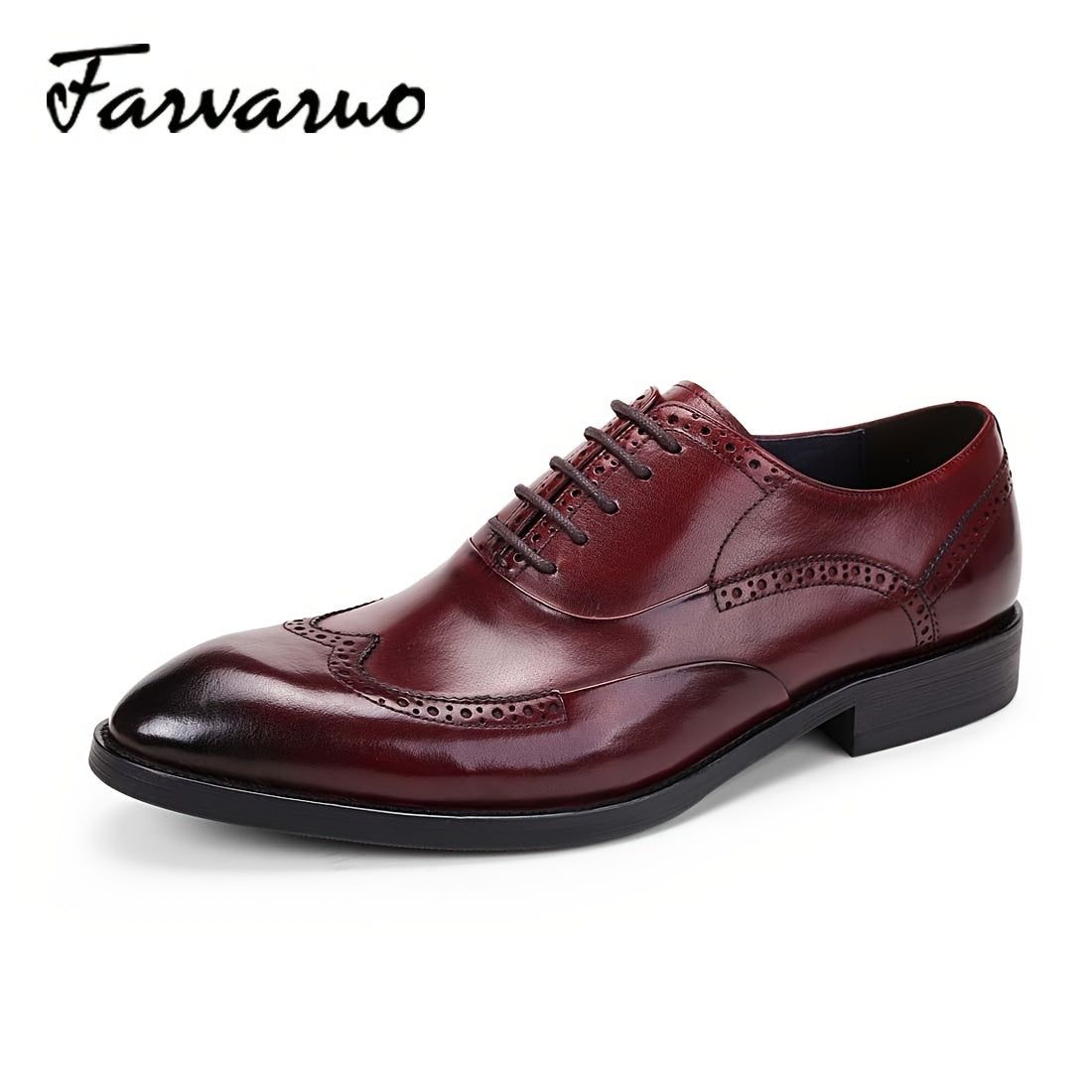 FARWARWO Men's Wingtip Brogue Leather Dress Shoes