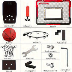 LED Indoor Basketball Hoop with Electronic Scoreboard & 4 Balls