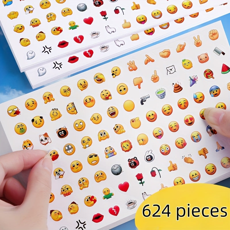 624 Mini Emoticon Stickers - Fun Variety of Patterns for DIY Decoration