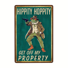 Funny Frog Garden Decoration Tin Metal Sign No Trespassing