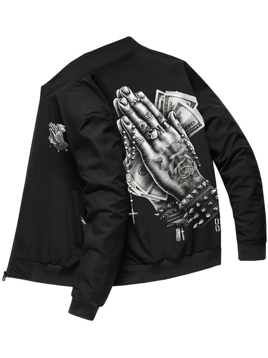 Men's Vintage Zip Up Jacket With Print